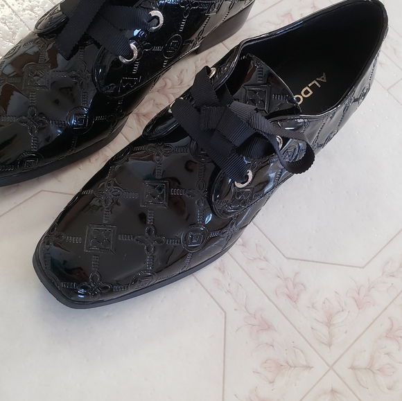 Aldo Oxford shoes Womens 8.5 Black Patent Flex Comfort Tech Shoes - Picture 9 of 14